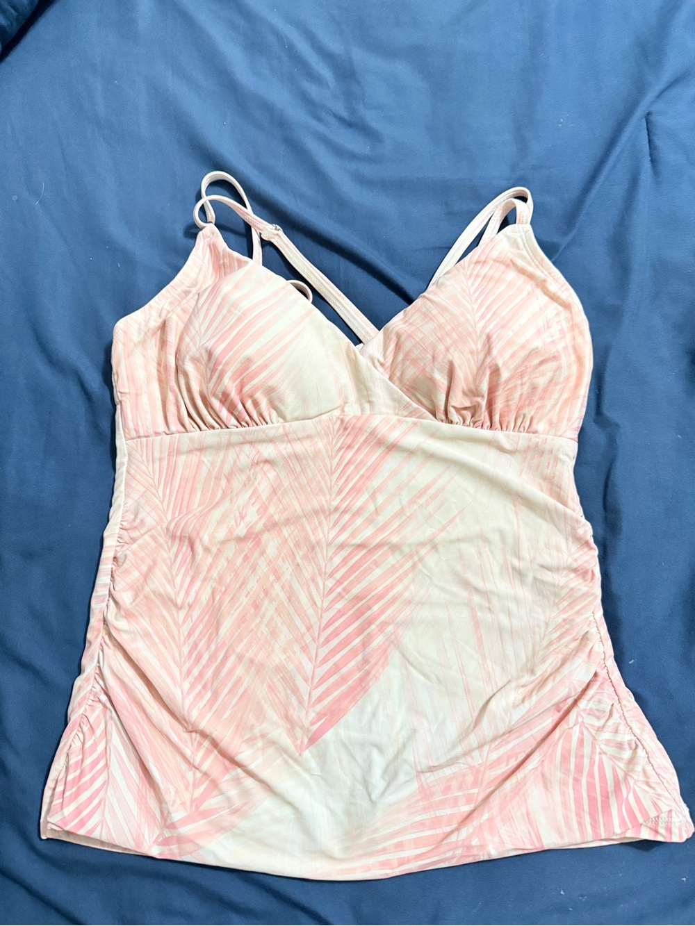 CALIA Women's Pink Tropical Print Tankini Top